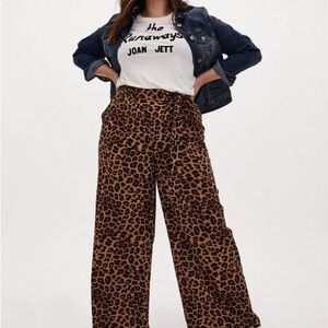 NWT Pull-On Wide Leg Stretch Crepe High-Rise Tie-Front Pant